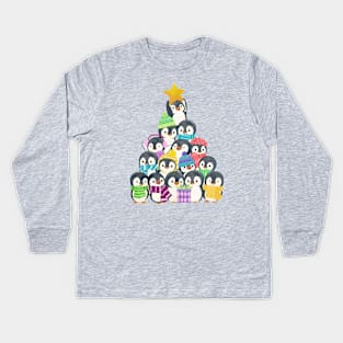 Baby penguins Xmas Tree Kids Long Sleeve T-Shirt